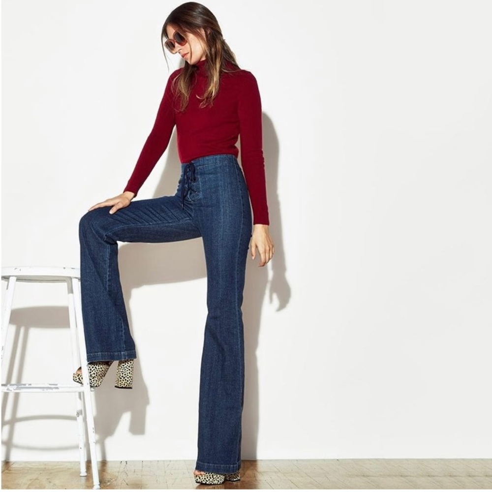 Reformation Stillwater Lace up wide leg Jean